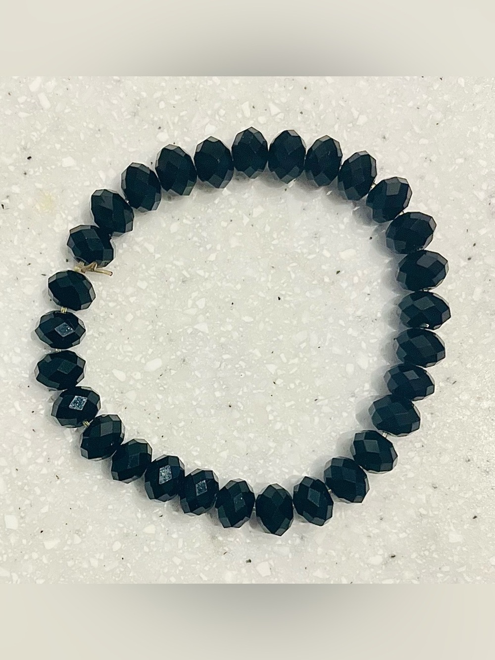Vintage Y2K Black Faceted Bead Stretch Bracelet